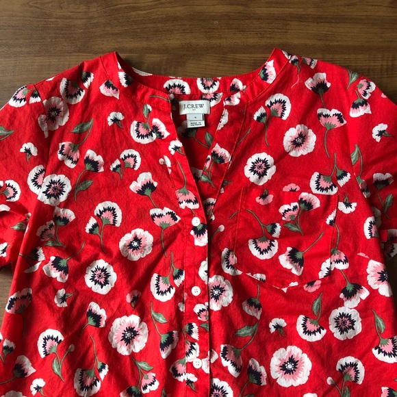 J Crew tie-front foral button down blouse - Picture 2 of 14